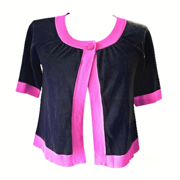 Loft (Ann Taylor) Combo Pink/Black Ribbon Dressy Tank and Cropped sweater set - Picture 3 of 12